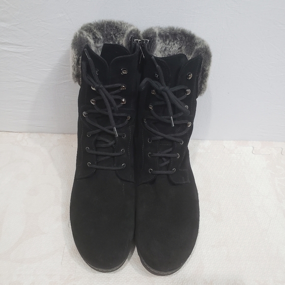 Aquatalia Women's Weatherproof Marvel Fur Trim Lace up Ankle Booties Siz… - Picture 3 of 13